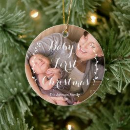 Cute Baby's Eerste Kerstmis Foto Ornament