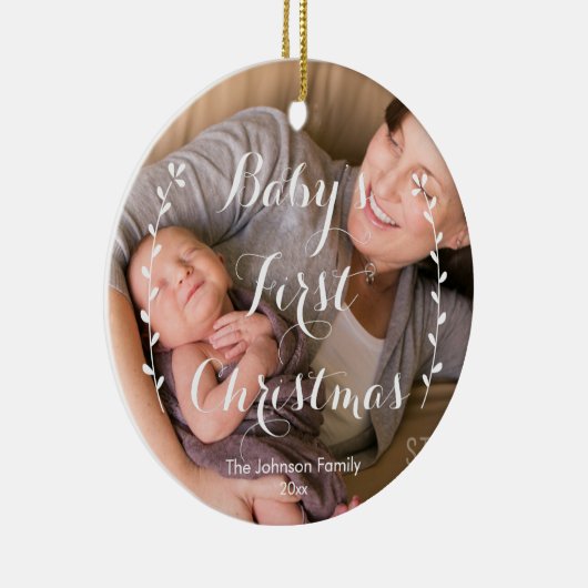 Cute Baby's Eerste Kerstmis Foto Ornament (Rechts)