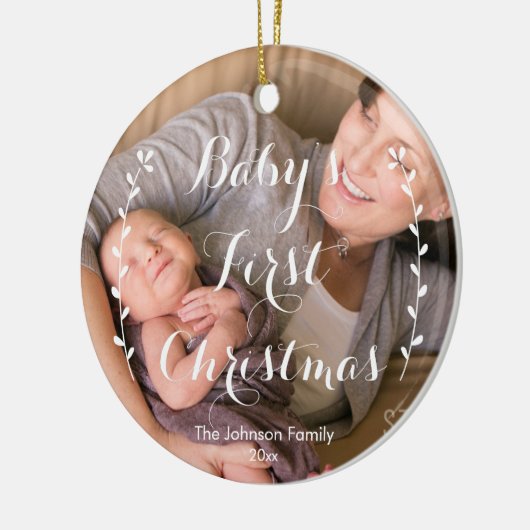 Cute Baby's Eerste Kerstmis Foto Ornament (Links)