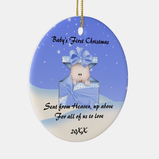 CUTE Baby's Eerste Kerstmis Keramisch Ornament (Rechts)