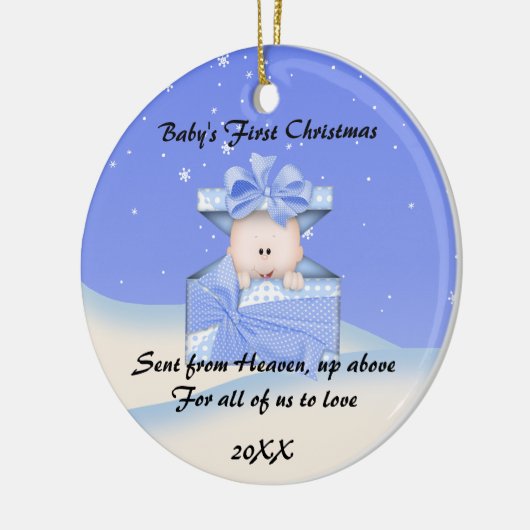 CUTE Baby's Eerste Kerstmis Keramisch Ornament (Links)