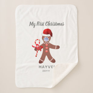 Cute Babys Eerste Kerstontbijt Monogram Sherpa Deken