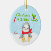 Cute Baby's eerste kerstpinguïn Foto Keramisch Ornament (Rechts)