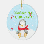 Cute Baby's eerste kerstpinguïn Foto Keramisch Ornament (Links)