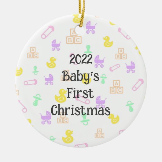 Cute Baby's eerste kerstversiering Keramisch Ornament (Voorkant)