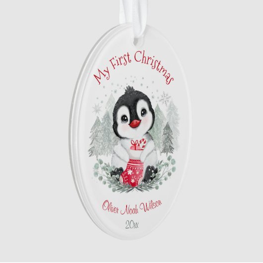 Cute Baby's eerste ovaal kerstacryl Ornament (voorkant)