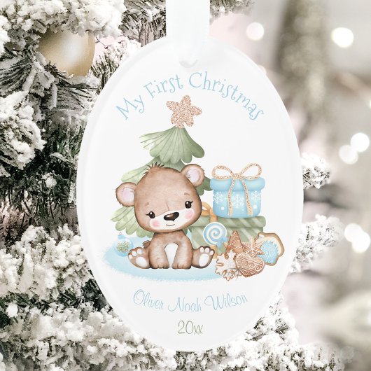 Cute Baby's eerste oval kerstornament acryl Ornament