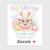 Cute Baby's First Easter Egg-cited Bunny Sticker (Vel)