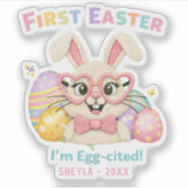 Cute Baby's First Easter Egg-cited Bunny Sticker (Voorkant)