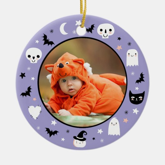 Cute Baby's First Halloween Foto Keramisch Ornament (Voorkant)