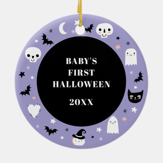 Cute Baby's First Halloween Foto Keramisch Ornament (Achterkant)