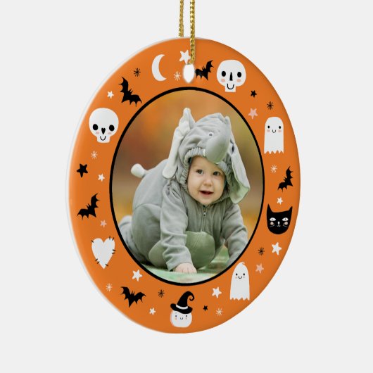 Cute Baby's First Halloween Photo Ornament (Rechts)