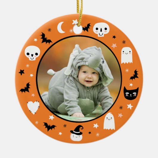 Cute Baby's First Halloween Photo Ornament (Voorkant)