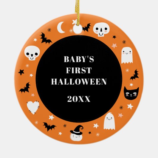 Cute Baby's First Halloween Photo Ornament (Achterkant)