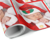 Cute Baby's First Kerstfoto Gepersonaliseerd Cadeaupapier (Rol Hoek)