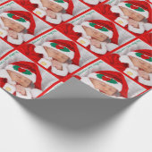 Cute Baby's First Kerstfoto Gepersonaliseerd Cadeaupapier (Hoek)