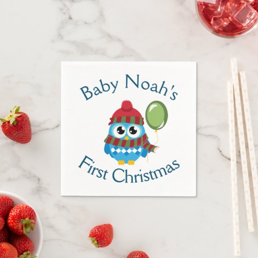Cute Baby's First Kerstoowl & ballon Servet (Insitu)