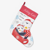 Cute Babys First Kerstpinguin en Cat Kitten Grote Kerstsok (Voorkant (Hangend))