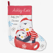 Cute Babys First Kerstpinguin en Cat Kitten Grote Kerstsok (Voorkant)