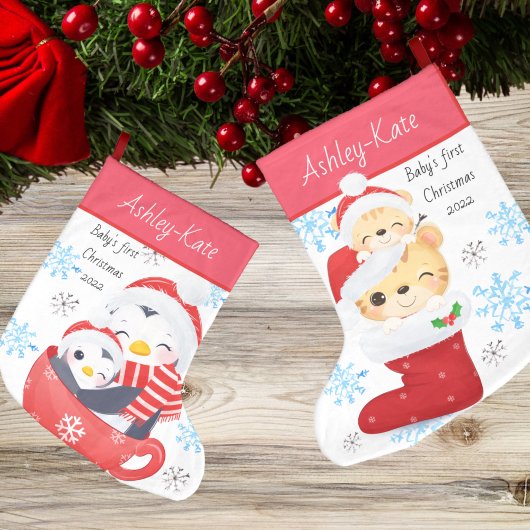Cute Babys First Kerstpinguin en Cat Kitten Grote Kerstsok