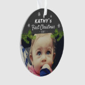 Cute Baby's first-kerstsnowflake Pine Foto O Ornament (voorkant)