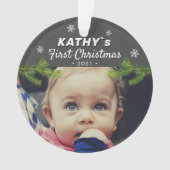 Cute Baby's first-kerstsnowflake Pine Foto O Ornament (voorkant)