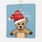 Cute Baby's First KerstTeddy Bear Santa Hat C Keramisch Ornament (Links)
