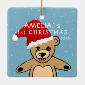 Cute Baby's First KerstTeddy Bear Santa Hat C Keramisch Ornament (Achterkant)
