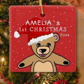 Cute Baby's first-kerstteddy Bear Santa Hat Keramisch Ornament