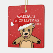 Cute Baby's first-kerstteddy Bear Santa Hat Keramisch Ornament (Links)