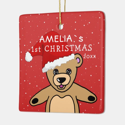 Cute Baby's first-kerstteddy Bear Santa Hat Keramisch Ornament (Links)