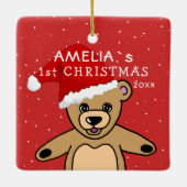 Cute Baby's first-kerstteddy Bear Santa Hat Keramisch Ornament (Achterkant)