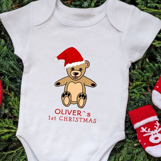 Cute Baby's first-kerstteddy Bear Santa Hat Romper