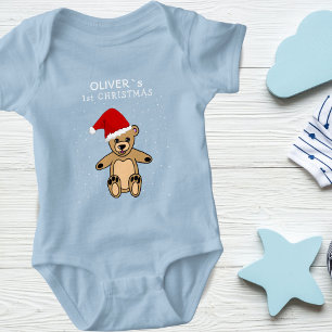 Cute Baby's first-kerstteddy Bear Santa Hat Romper