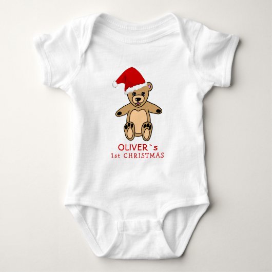 Cute Baby's first-kerstteddy Bear Santa Hat Romper (Voorkant)