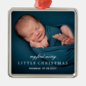 Cute Baby's Mijn eerste prettige kerstfoto Metalen Ornament (Voorkant)