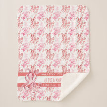 Cute Baby's Name Coral and Pink Waterverf Octopus