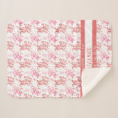 Cute Baby's Name Coral and Pink Waterverf Octopus Sherpa Deken (Voorkant (horizontaal))