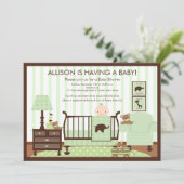 Cute Baby's Room Scene Shower Invitation Kaart (Staand voorkant)