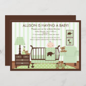 Cute Baby's Room Scene Shower Invitation Kaart (Voorkant / Achterkant)