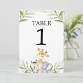 Cute babysafari-dieren 13x18 cm tafel nummers kaart (Staand voorkant)