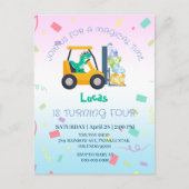 Cute babysaurus-trekker-vrachtwagen-verjaardag kin briefkaart (Voorkant)