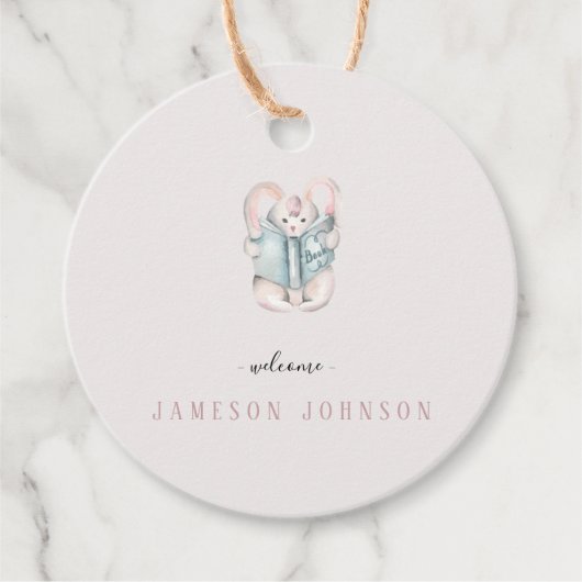 Cute babysieren voor feestje bedankjes labels (Voorkant)