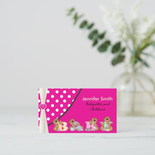 Cute Babysitter of Childcare Visitekaartje (Staand voorkant)