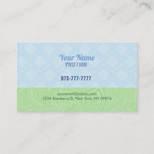 Cute Babysitter Visitekaartjes (Achterkant)