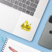 Cute babyslang, loop niet over mijn speelgoed Gesc Sticker (Laptop met iPhone)