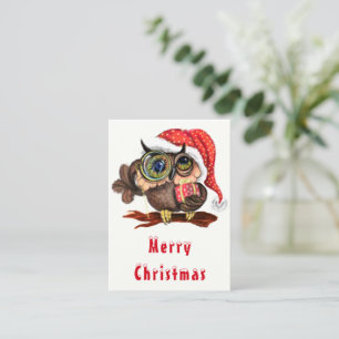 Cute Babyuil met cadeau kerstkaart Notitiekaartje