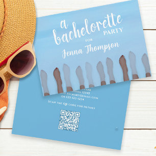 Cute Bachelorette Party Waterverf Spa QR Code Kaart