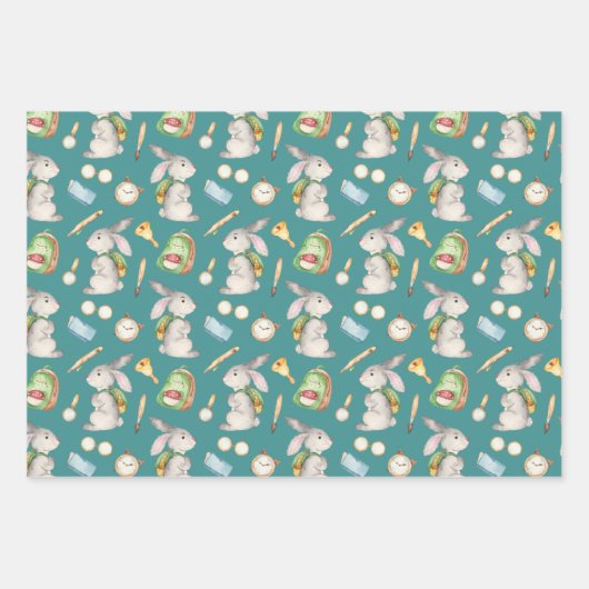 Cute Back to School Animal Classroom Pattern Inpakpapier Vel (Voorkant 3)
