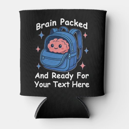 Cute Back-to-School Customizable “Brain Ready" Blikjeskoeler (Voorkant)